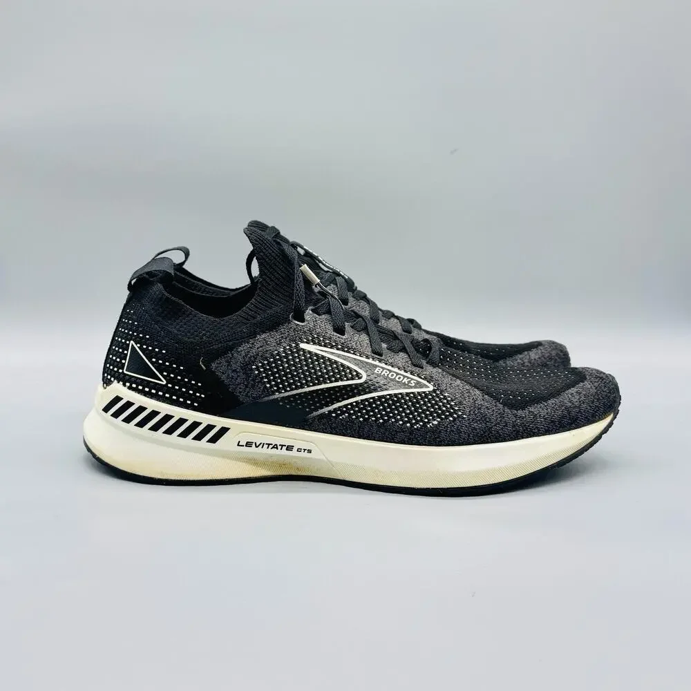 Brooks Shoes Womens 12 Black Levitate GTS 5 StealthFit Running Athletic Sneakers